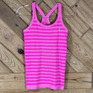 New Balance Striped Racerback Tank Top Womens Medium Seamless Athletic Pink